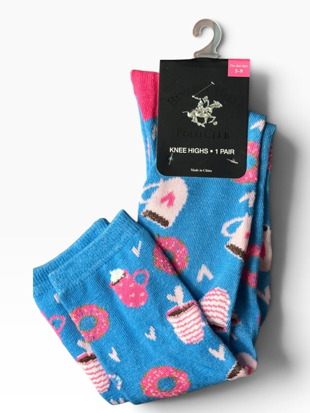 Beverly Hills Polo Club Women’s Knee High Socks Coffee Donut NWT Size 5-9